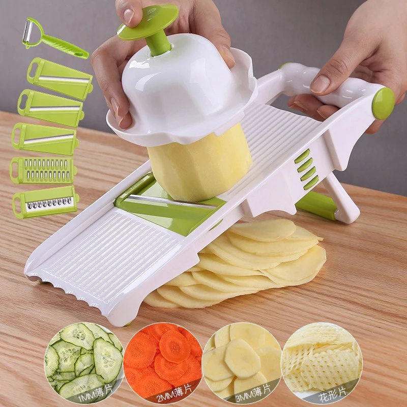 

Mandoline Slicer Stainless Steel Vegetable Slicer With 5 Blades Premium Vegetable Slicer Cutter Chopper For Potato Carrot KC1026