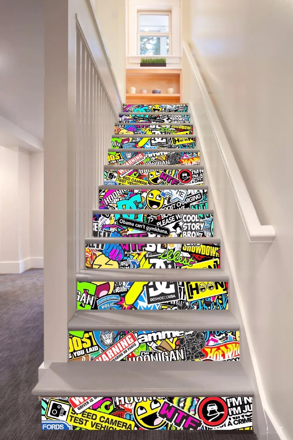 3d Creative Cartoon Staircase For Living Room Stairs Decoration Home Decor Stair Sticker in Wall 