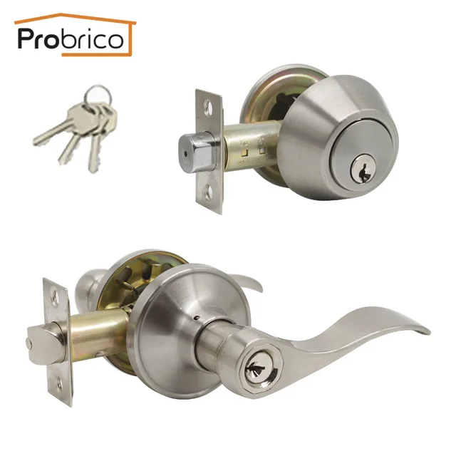 Probrico Exterior Locksets Door Lock Handle Set Zinc Alloy Gate Door