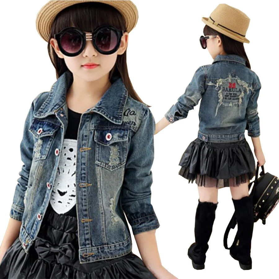 girls cotton denim jacket children spring autumn tops kids jeans child
