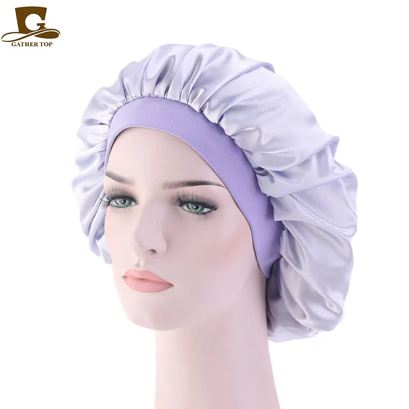 Women Beanie Soft Silk Satin Night Sleep Cap Cover Head Hats Bonnet Hair Elastic 