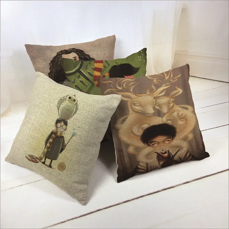 

RECOLOUR Harry Potter Linen Cotton Cartoon Characters Custom Cushion Cover Pillow Covers Throw Pillow decorative pillows