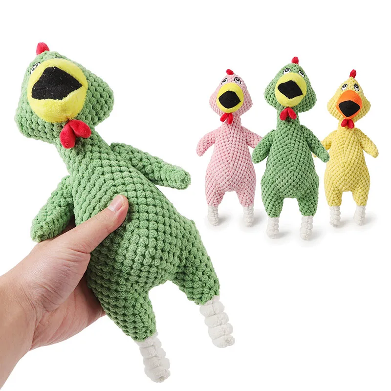 Dog Chew Toy Soft Plush Squeaking Chicken Pet Dog Toys Durable & Funny