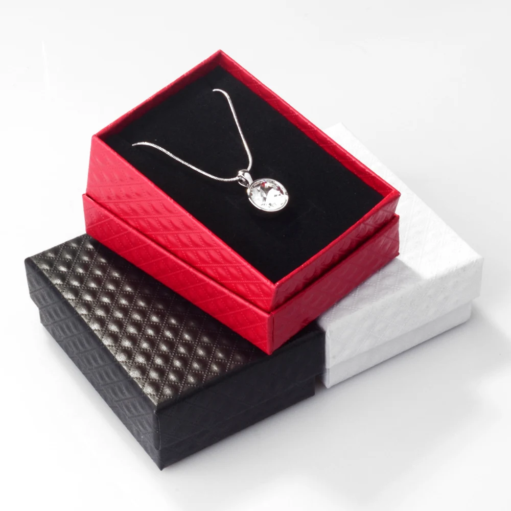 

New Jewelry Box Necklaces Earrings Bracelet Ring Boxes Case Gift Packing Display Jewellery Organizer Wholesale Black Red White