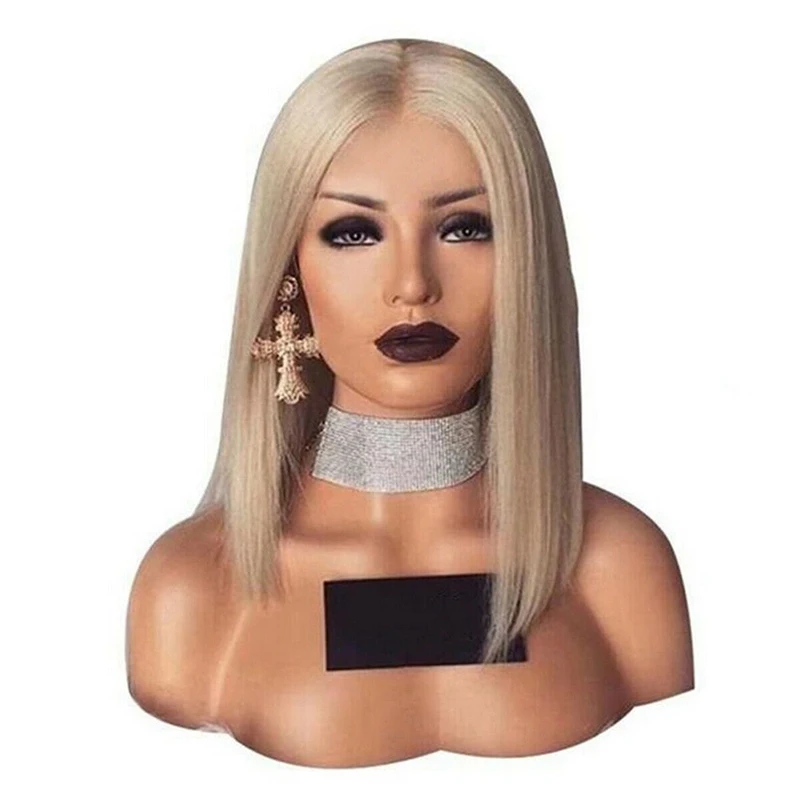 

Short Bob Straight Synthetic Hair Wig Ombre Blonde Bob Side Part Full Short Wigs