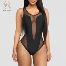 Peachtan бикини с v-образным вырезом купальник с вырезом на спине женские прозрачные купальники женский комбинезон цельный сверкающий купальный костюм