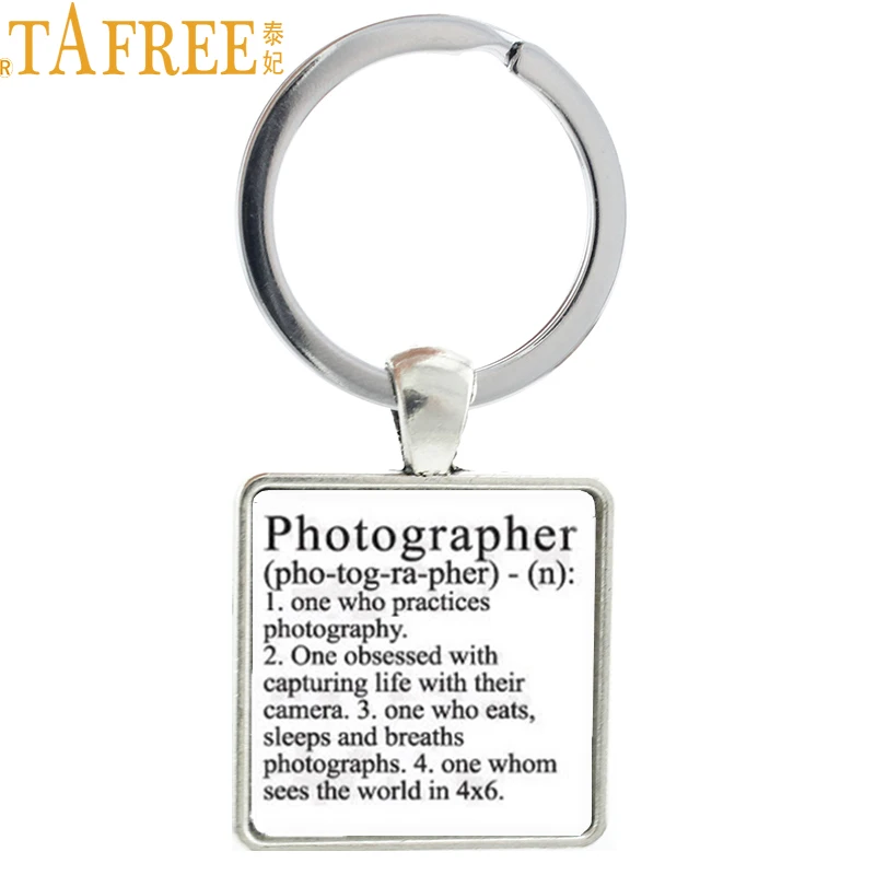 

TAFREE Photographer keychain Photographers Dictionary Definition key chain ring holder men photography lovers gift jewelry AA53