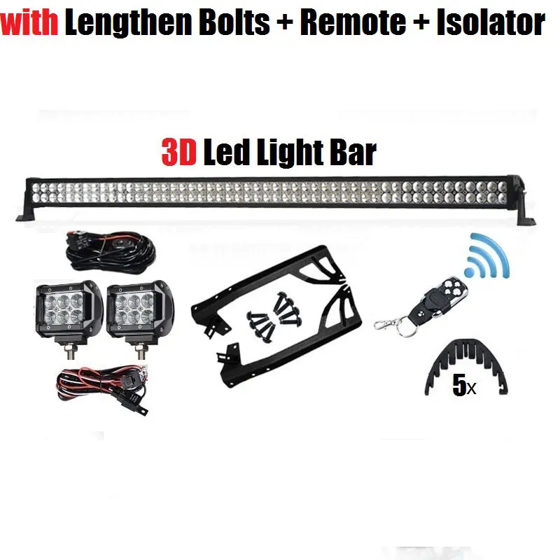 RACBOX 5" 300 Вт светодиодный свет бар комплект 4" светодиодный свет работы лобового стекла кронштейн с Беспроводной Управление для JEEP Wrangler JK 07-17 - Цвет: Bolt Remote Isolator