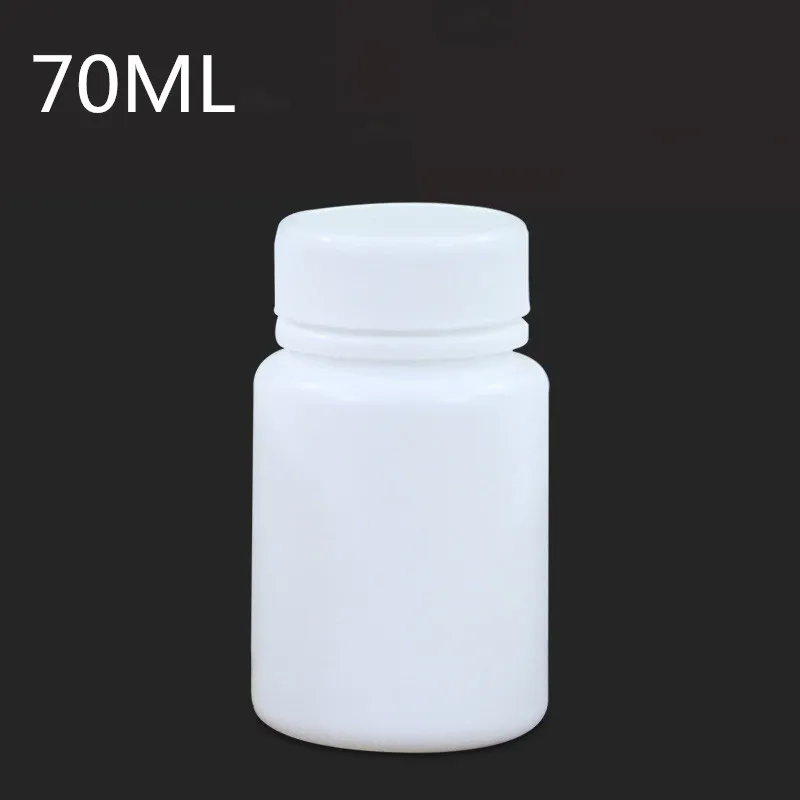 

Round Refillable plastic bottle 70ML container for Medical tablets,capsules,powders New Material HDPE bottle 100 piece
