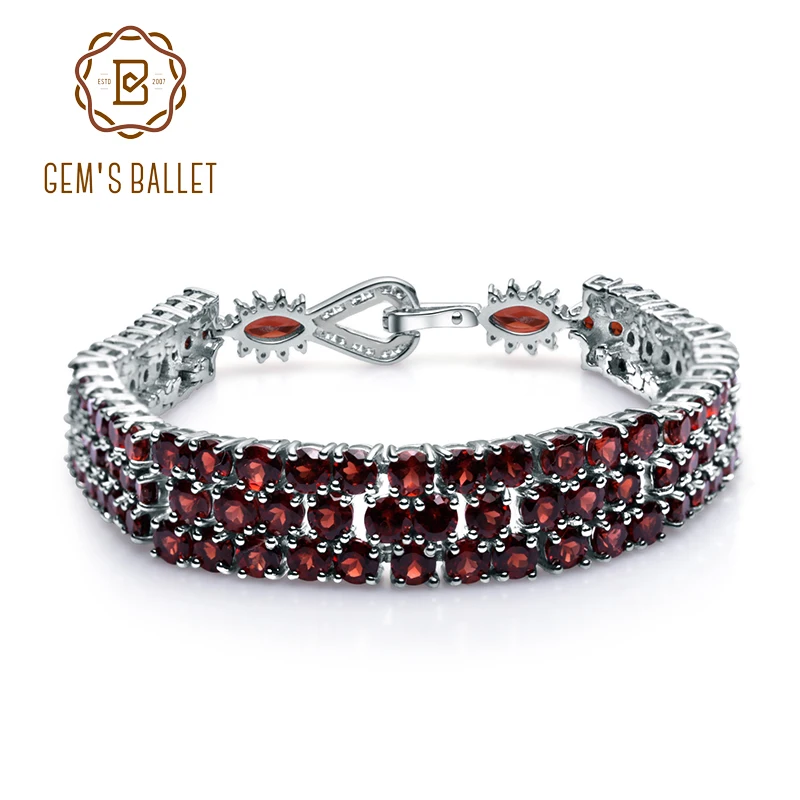 

GEM'S BALLET 30.80Ct Natural Red Garnet Gemstone Bracelet Genuine 925 Sterling Silver Bracelets & Bangles For Women Fine Jewelry
