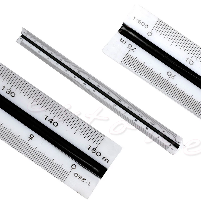 

300mm 1:150 1:200 1:250 Triangular Metric Scale Ruler For Engineer Multicolor