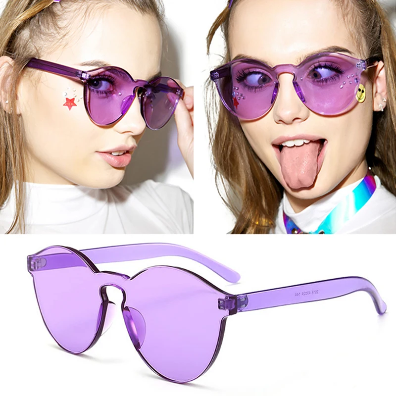 2018 Новый стиль Для женщин без оправы Солнцезащитные прозрачные оттенки солнцезащитные очки женские классные Карамельный цвет UV400 очки для