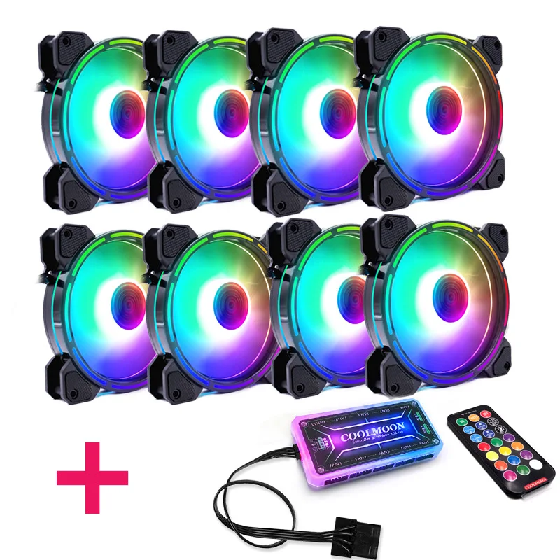 Цветной Круглый Вентилятор охлаждения ЦП RGB 120 мм + набор с дистанционным