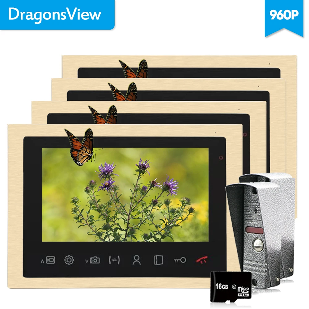 Dragonsview 10 &quotцветной видеодомофон вилла домофон домашняя система 4 внутренних