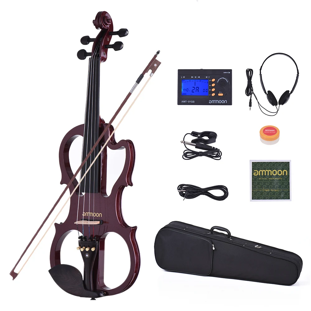 ammoon Full Size 4/4 Violin Silent Electric Violin Fiddle Maple Body