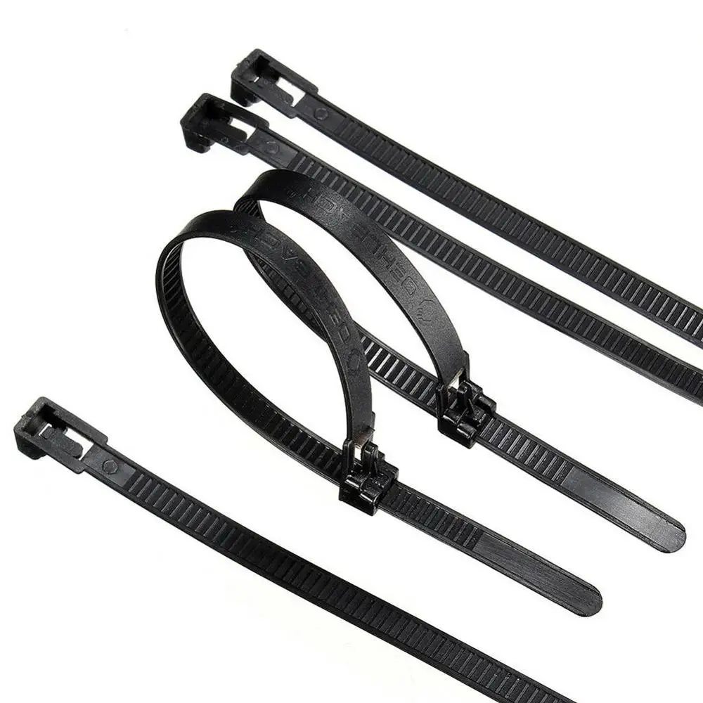 

100Pcs Releasable Reusable Nylon Zip Clip Tie Cable Loop Wraps Fastening Wires
