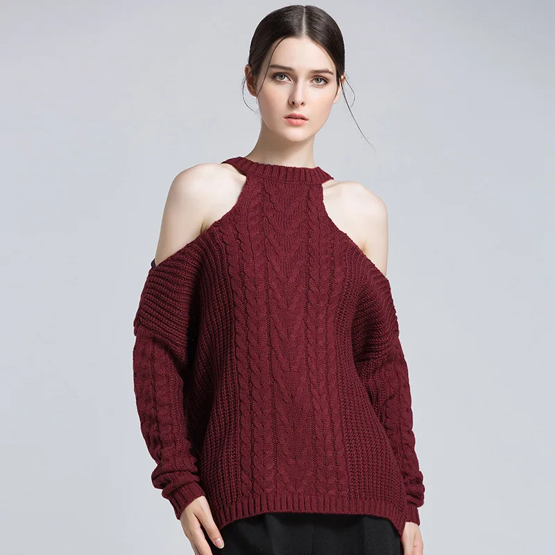 Pullover Feminino 2018 Autumn Long Sleeve Women Sweaters Sexy Cold Shoulder Knitted Sweater Casual Loose Winter Top jumper S-XL Sweaters