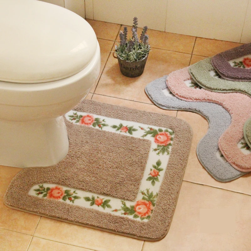 Billig Günstige 1PC Dusche Pad Matte Teppich Bad Matten Set Korallen Samt Weichen Wc Muster Teppich Bad Wc Nicht  slip Bad Matten