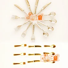 Мини кукольный Miniature мини мебель аксессуары золото столовые приборы моделирование