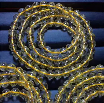 

Natural Crystal Beads Bracelet Gold Titanium Rutilated AAA 6.5mm 3ROWS