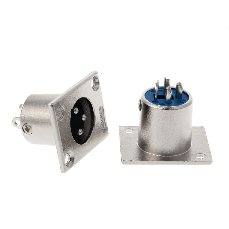 

2 Pcs Nickel Plated 3 Pin XLR Male Receptacle Adapter Jack Panel Mount Speaker