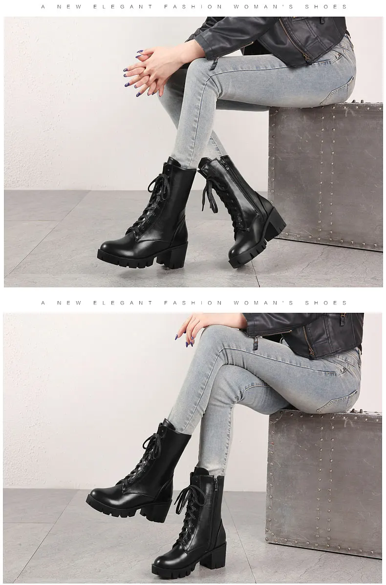 RQFF Brand Ankle Boots Women With Box Big size34-43 Fur Shoes Woman Winter Leather Plush High Heel Boot Female Ladies Black Shoe (10)