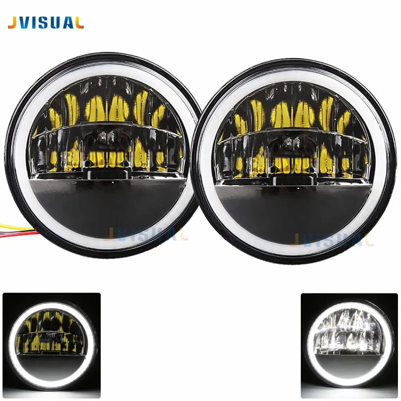 

2pcs Universal 4.5 inch with Angel Eye Halo LED Fog Light Bulb 30W LED Motorcycle 4.5" Fog lamp For Harley Davi Motorbike