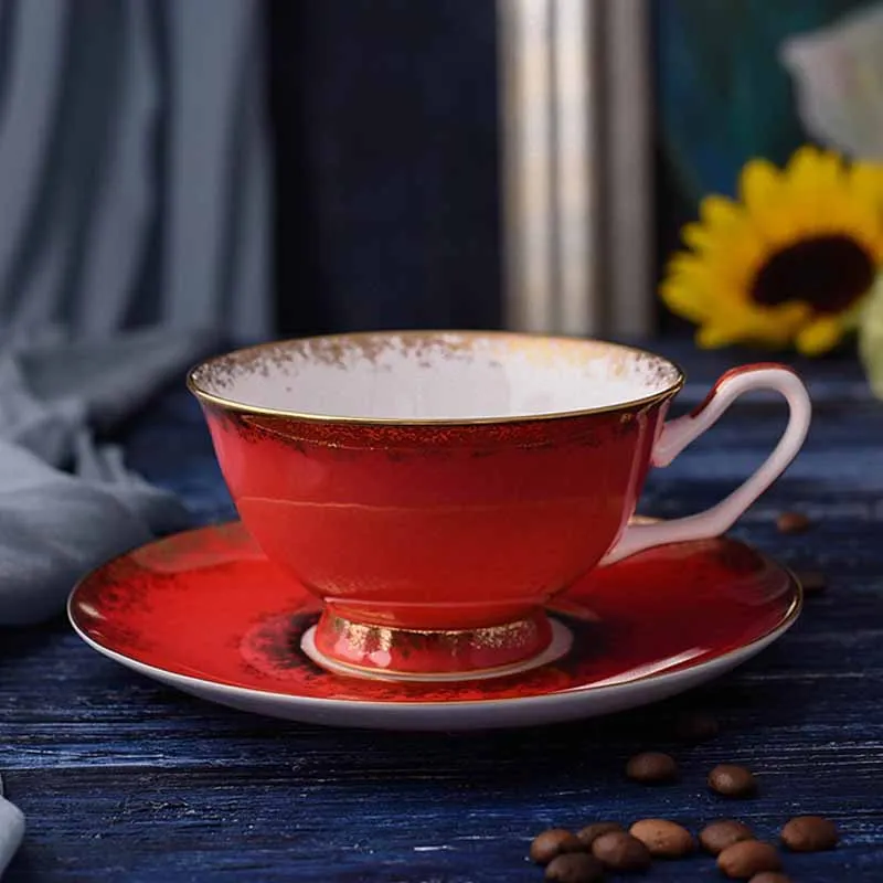 YeFine фарфоровые чайные чашки, набор, высококачественные керамические чашки и блюдца для кофе, 200 мл, набор посуды для напитков - Цвет: Style I