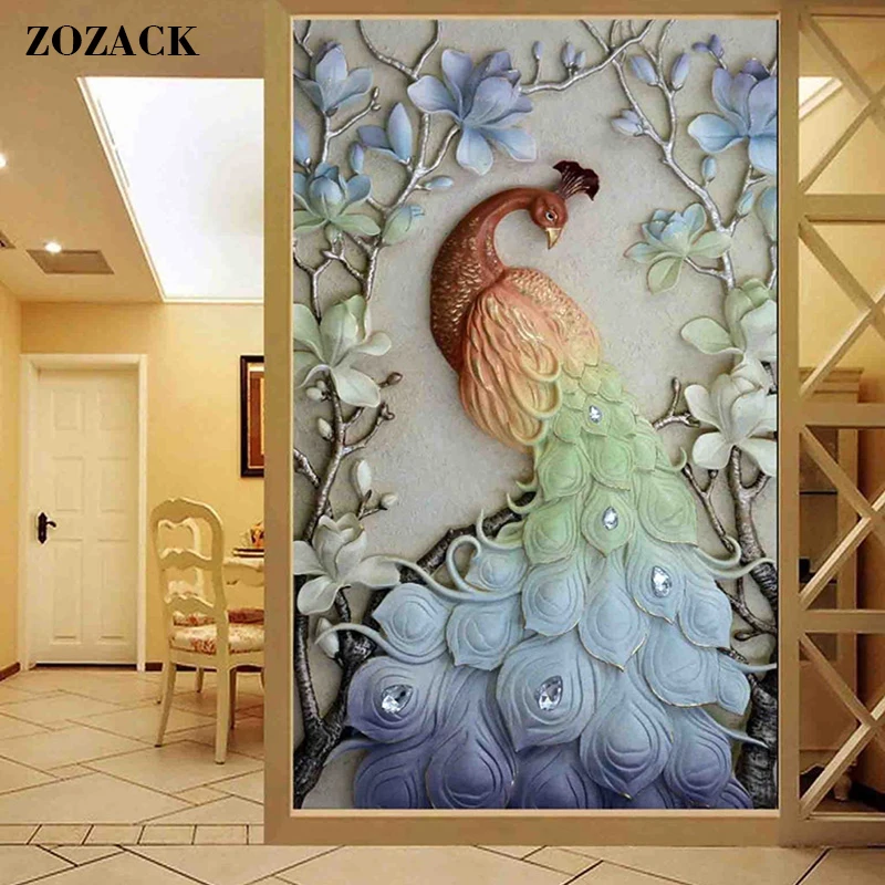 Zozack, сделай сам, DMC, китайские наборы для вышивания крестиком, наборы для вышивания, животные, павлин, цветок лилии, точные узоры, напечатанные на канве