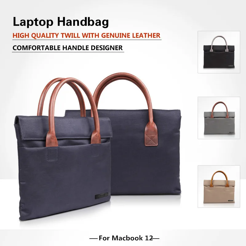 

2017 New Handbag Oxford Cloth & Genuine Leather laptop Case Bags For Apple Macbook 12 inch Sleeve Bag Pouch For laptop 12 inch