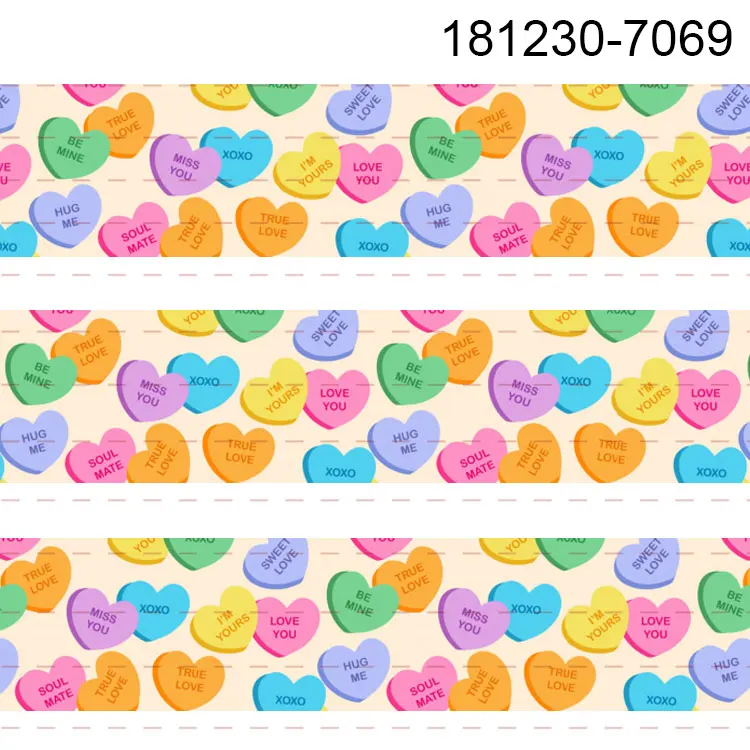 10 ярдов-разные размеры-День Святого Валентина шаблон милая лента напечатанная лента - Цвет: 181230-7069