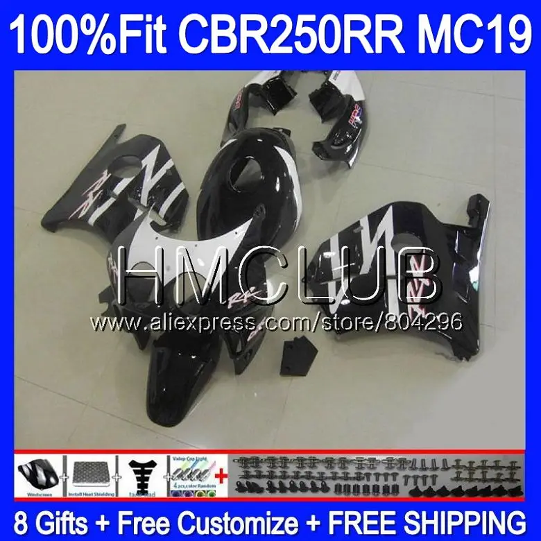 

Injection Body For HONDA CBR 250RR 250R CBR250 RR 88 89 87HM.18 CBR 250 RR MC19 CBR250R Black white CBR250RR 1988 1989 Fairing