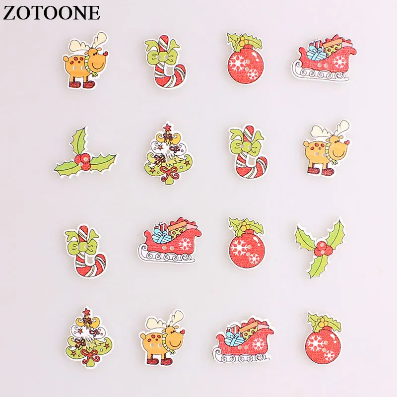 

ZOTOONE Mix Christmas Elk Tree Wodden Buttons For Clothing DIY Scrapbooking Needlework Craft Sewing Wood Buttons Accessories E