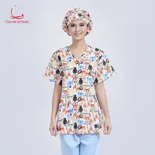 Печатная Ручная стирка одежды операционная комната короткий рукав полный хлопок может быть высокой температуры стерилизации