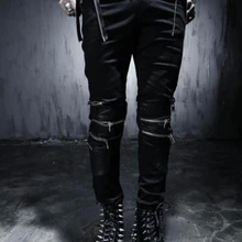 27-44 мужская одежда GD стилист волос мода уличная Сращивание PU молния украшение хип хоп брюки плюс размер костюмы