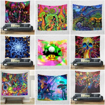 

Hot color magic forest pattern tapestry wall hanging living room bedroom wall decoration mural hang cloth beach towel picnic mat