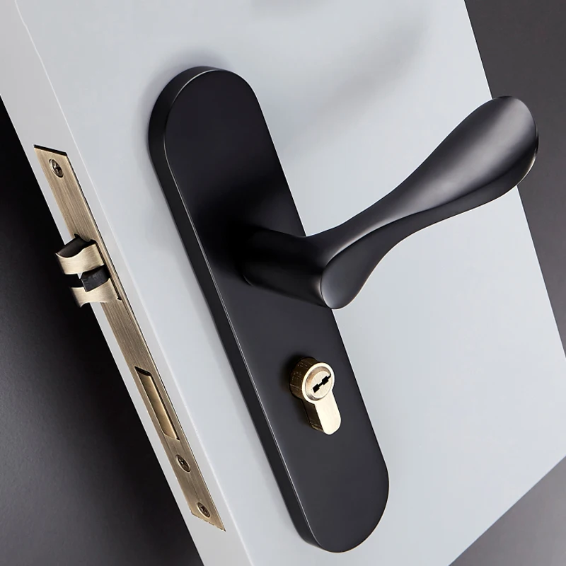  1Set Rural Style Brass Door Lock Comfortable Handle Golden/Black Interior Door Locks Anti-theft Roo - 33046914920