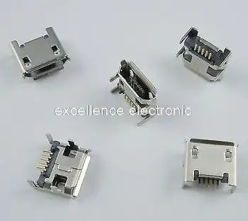 

100 Pcs Micro USB Type B Female 5 Pin DIP Socket Connector 4 Legs