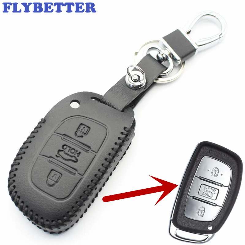 FLYBETTER натуральная кожа 3 кнопки Smart Key чехол для hyundai Sonata9/Tucson/Elantra стайлинга автомобилей L2205