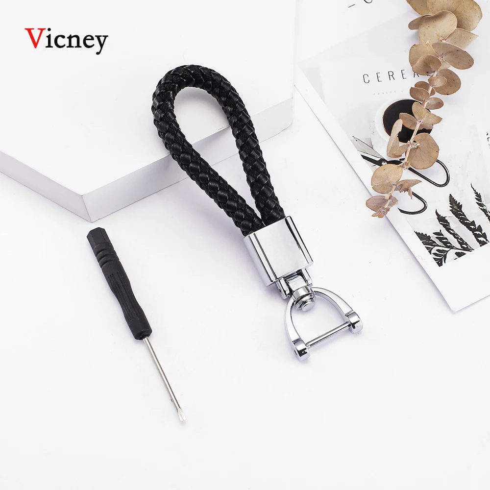 

Vicney 33 Color Unisex Braided Nylon and Leather Rope Handmade Waven Keychain Zinc Alloy Key Chain Car Key Ring Turbo Keychain