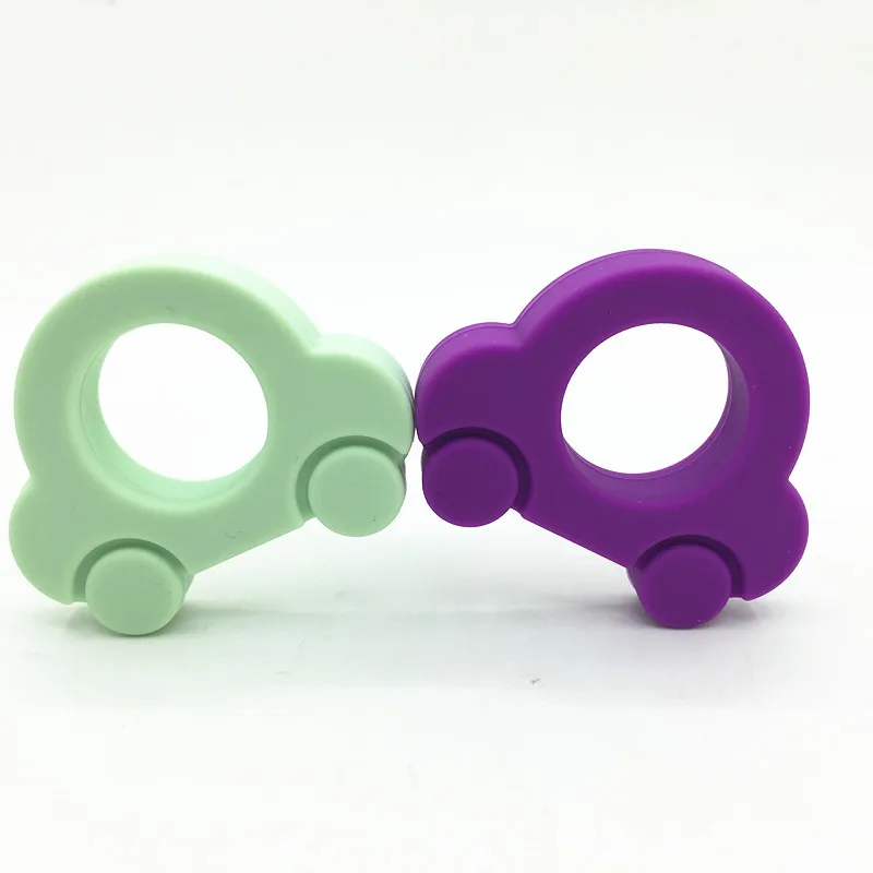

Baby Teething Toys Cartoon mini car Silicone Teether Pendant Raccoon Necklace Accessories Infant Chew Toys DIY