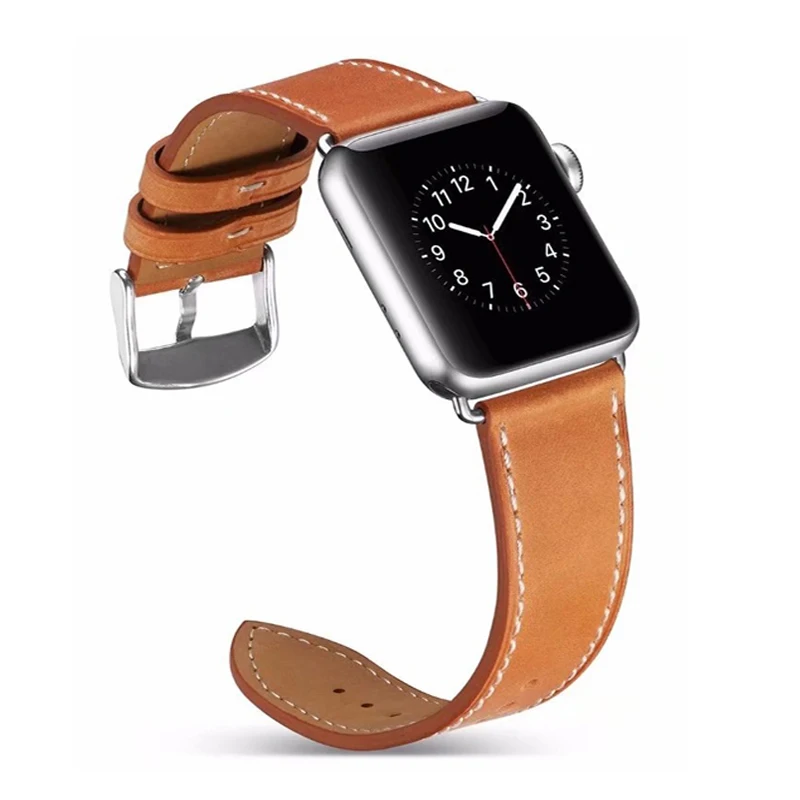 

Genuine Leather Band for Apple Watch 38/40mm 42/44mm Series 1 2 3 4 iwatch Strap Belt Brown Black Blue Red Bracelet I307.