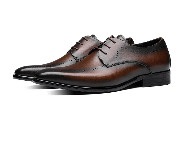 

Модные коричневые/черные оксфорды; мужские свадебные модельные туфли; деловая обувь из натуральной кожи; мужская обувь