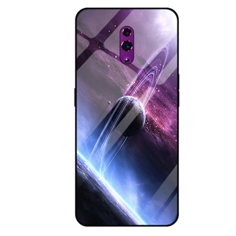 Coque для OPPO Рено Дело Звездное небо закаленное Стекло+ края из ТПУ тонкий жесткий чехол для OPPO Рено CPH1921 чехол для телефона 6,4"