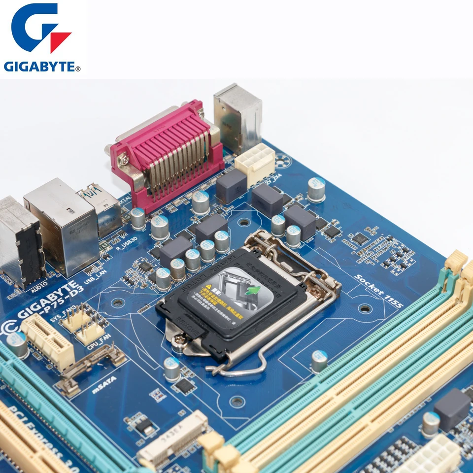 Оригинальная Материнская плата Gigabyte LGA 1155 DDR3 USB2.0 USB3.0 SATA3 P75 D3 32 ГБ для настольного