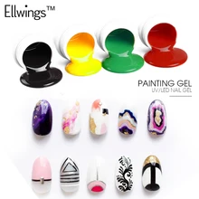 Ellwings 3D дизайн ногтей клей блеск 12 цветов живопись гель лак для ногтей Полупостоянный рисунок лак для ногтей