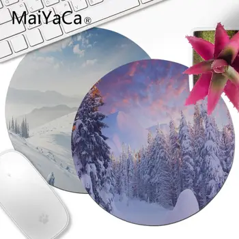 

MaiYaCa Winter Snow Rubber Mouse Durable Desktop Round Mousepad anime desk mat Laptop Mice Mats gaming Mouse Pad Drop shipping
