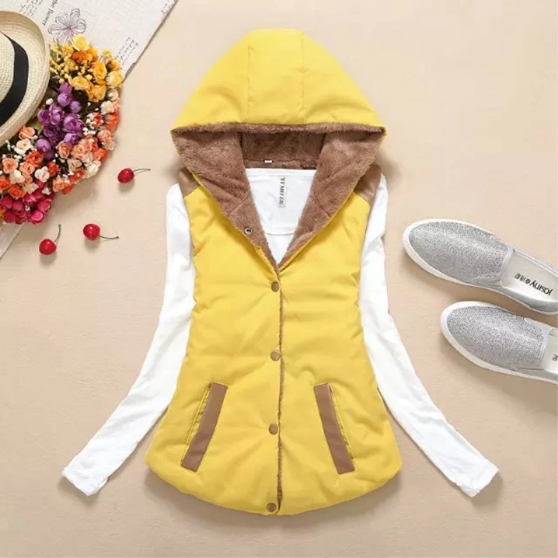 Womens Vests Winter Outerwear Hooded Vest Velvet Warm Vests And Waistcoats Women Sleeveless Jacket Women Vest Plus Size Coats