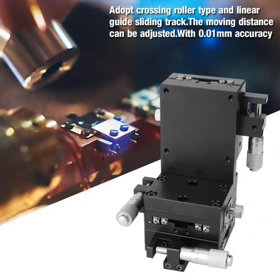 

Axis XYZ Linear Stage Aluminum Alloy Linear Motion Manual Stage Tuning Sliding Table 60*60mm