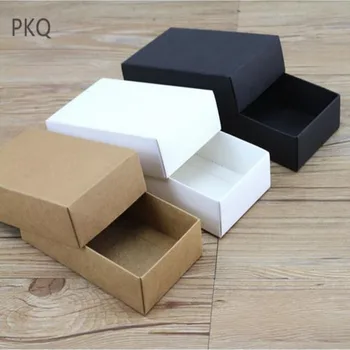 

10pcs white kraft paper gift Cardboard Box craft Packaging box black Paper Gift box with lid Gift carton cardboard box
